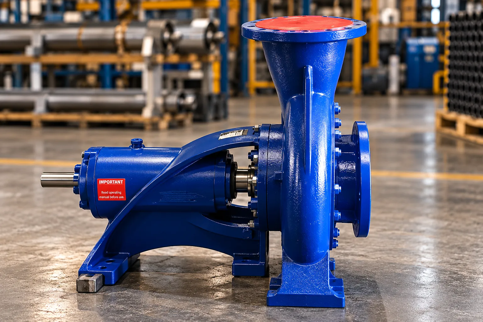 Blue end-suction industrial pump
