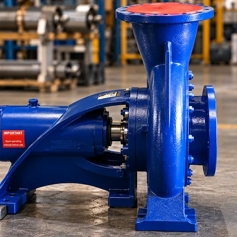 Blue end-suction industrial pump