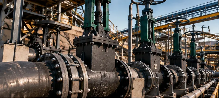 Gate valves on a plant pipeline
